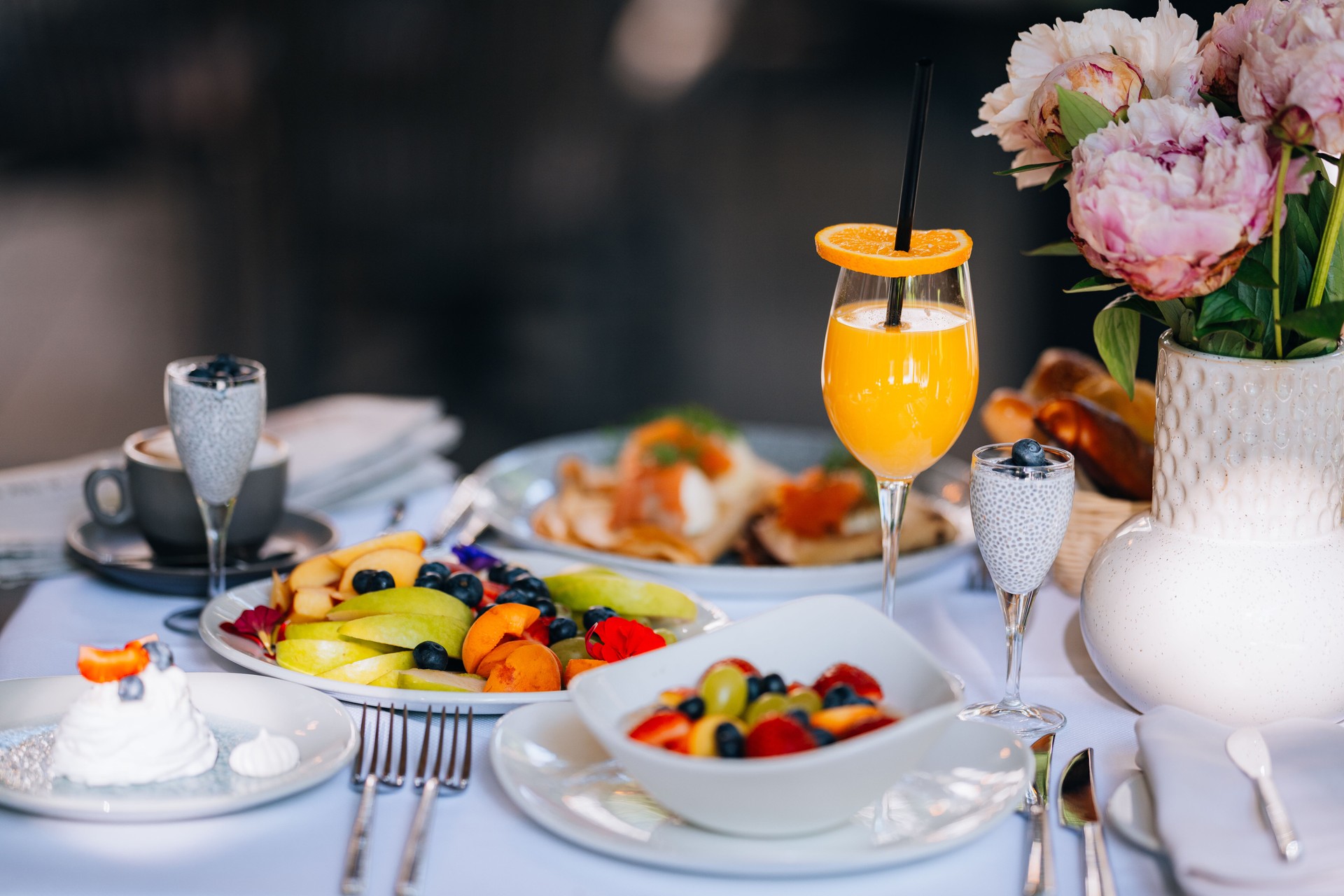 Breakfast on the open terrace of the restaurant